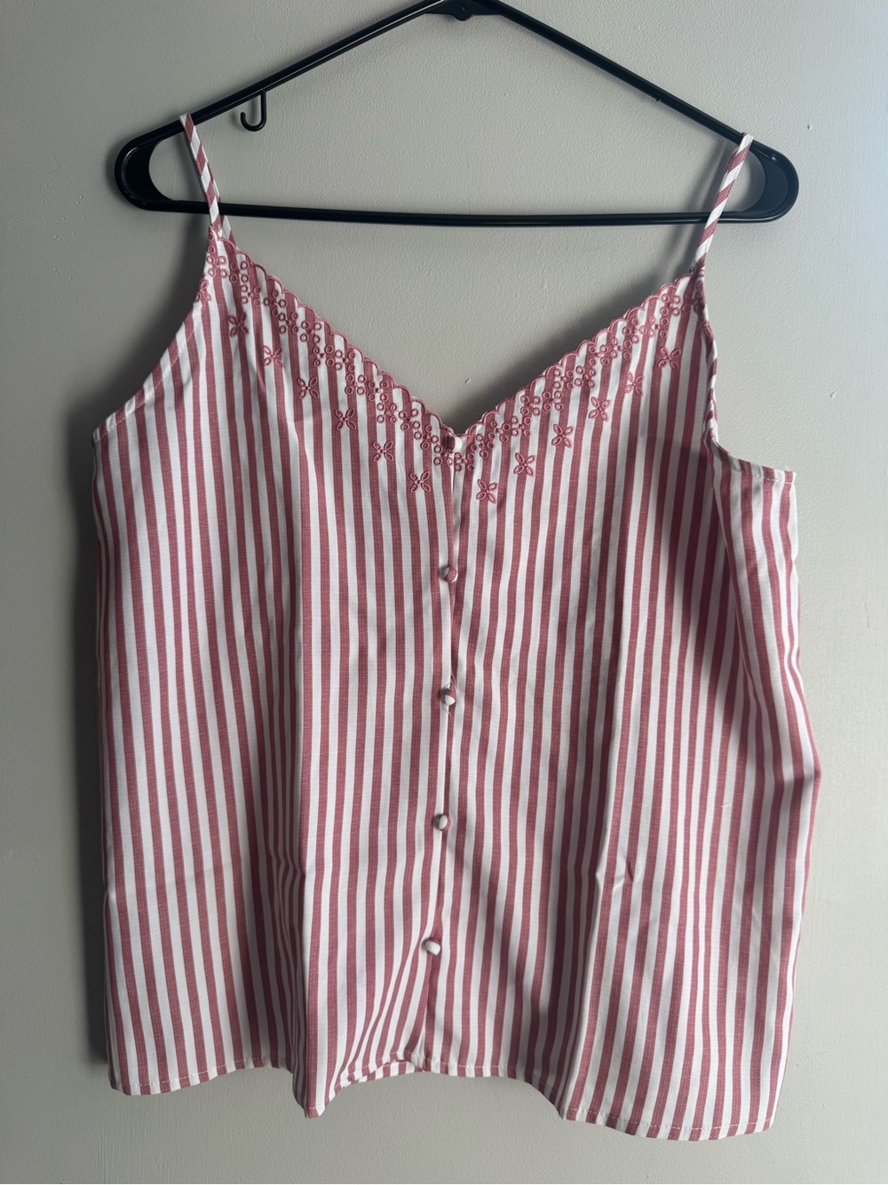 Pink & White Striped Lace-Trim Camisole